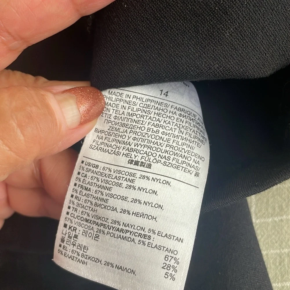 Banana Republic Black A-Line Dress 3/4 Sleeve Crew Neck - Picture 8 of 8